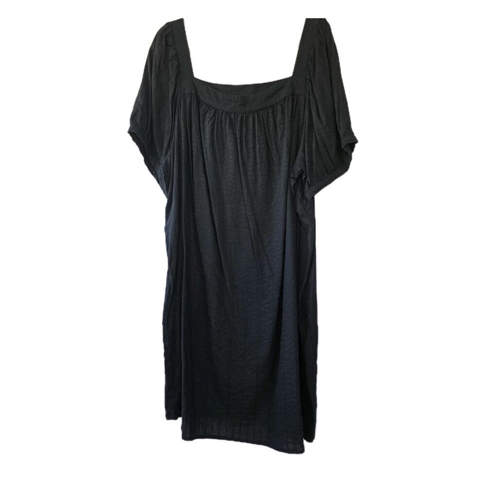 Old Navy Puff-Sleeve Dobby Mini Swing DressBlack Plus Size 2X Peasant Casual - Picture 2 of 12